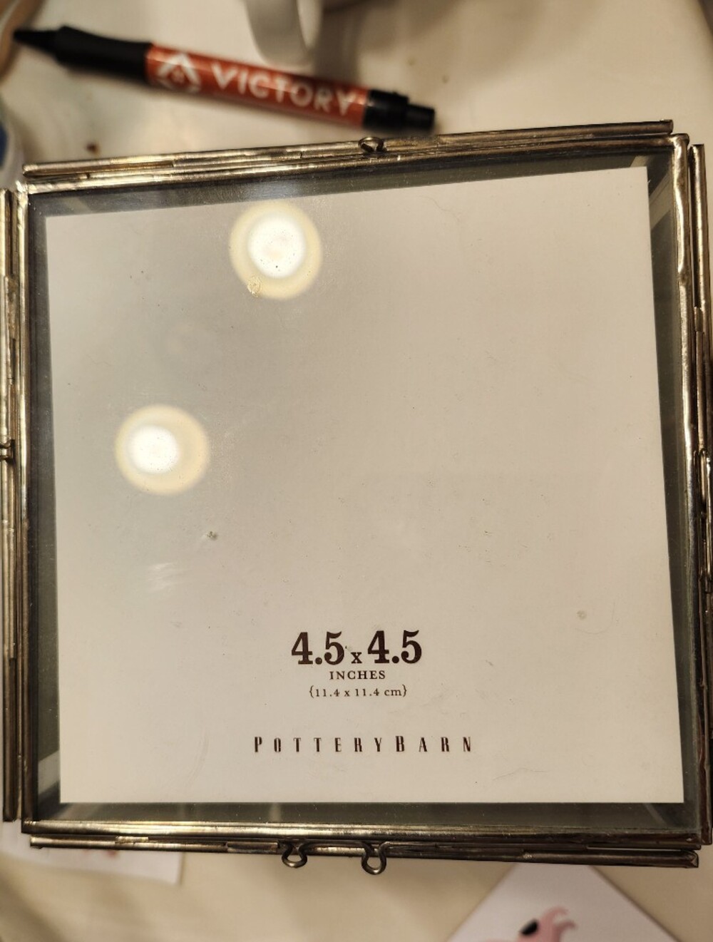 Pottery Barn Lexington Square Glass Photo 4.5 x 4.5 Frame in Silver Tone
